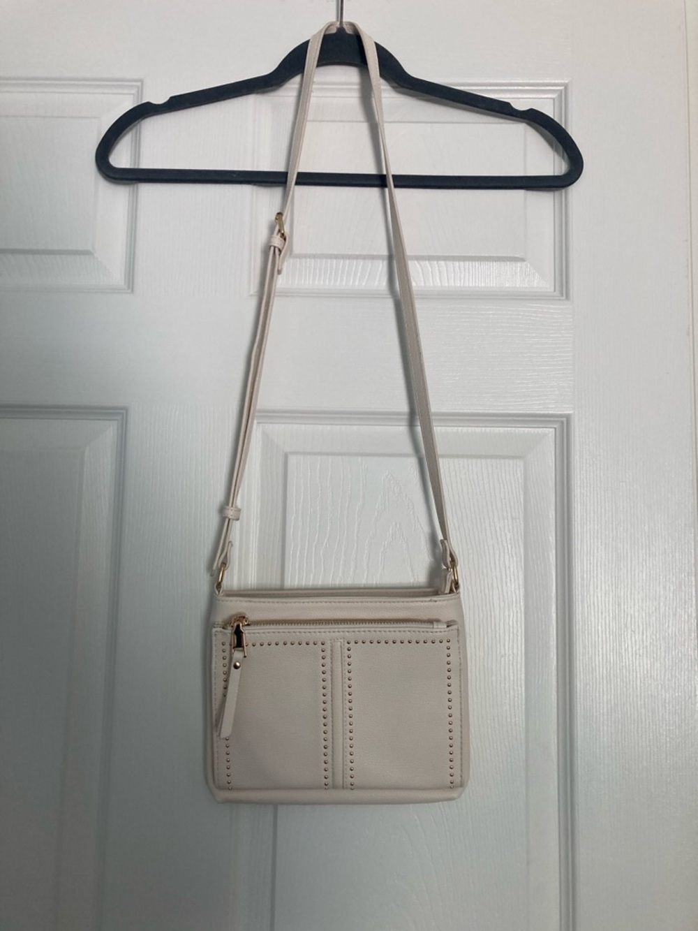 Miztique Cream Crossbody Bag with Stud Trim